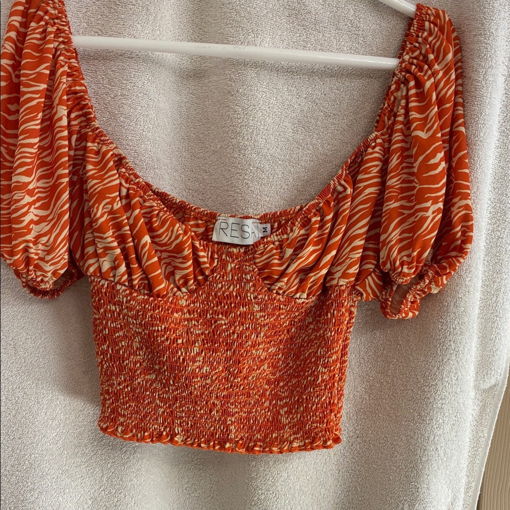 RESA Orange Animal Print Crop Top